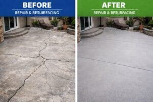 Fargo concrete driveway cost - cracked driveway before repair